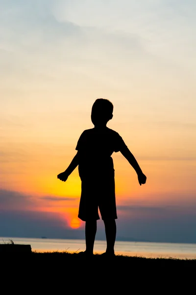 Silhouette boy — Stock Photo, Image