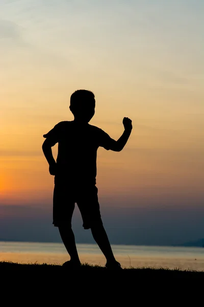 Silhouette boy — Stock Photo, Image