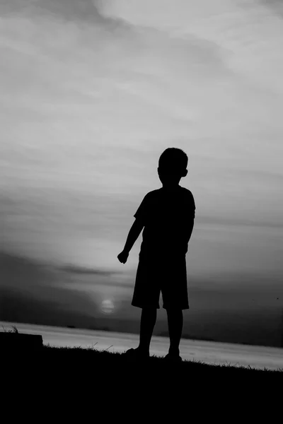 Silhouette fiú — Stock Fotó
