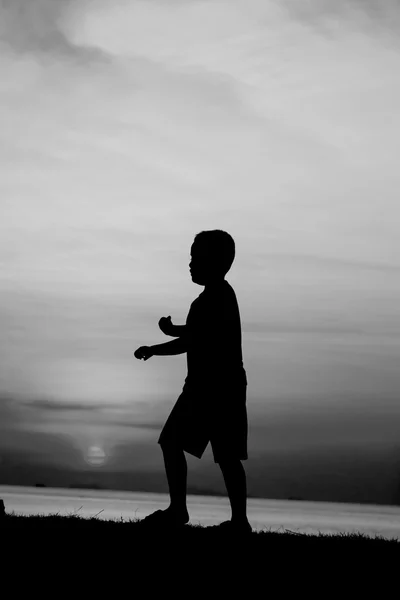 Silhouette boy — Stock Photo, Image