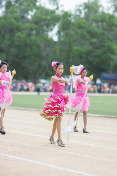 Thajští studenti během sportu průvod 2014 — Stock fotografie