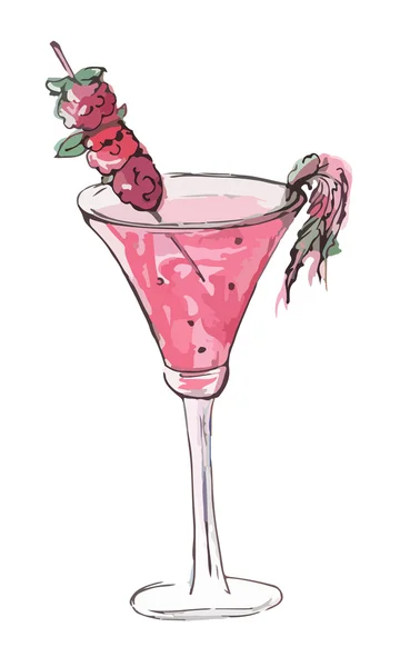 Main rose dessiné cocktail — Image vectorielle