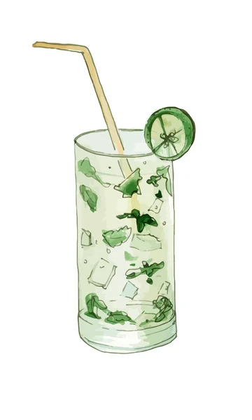 Mojito cocktail dessinés à la main — Image vectorielle