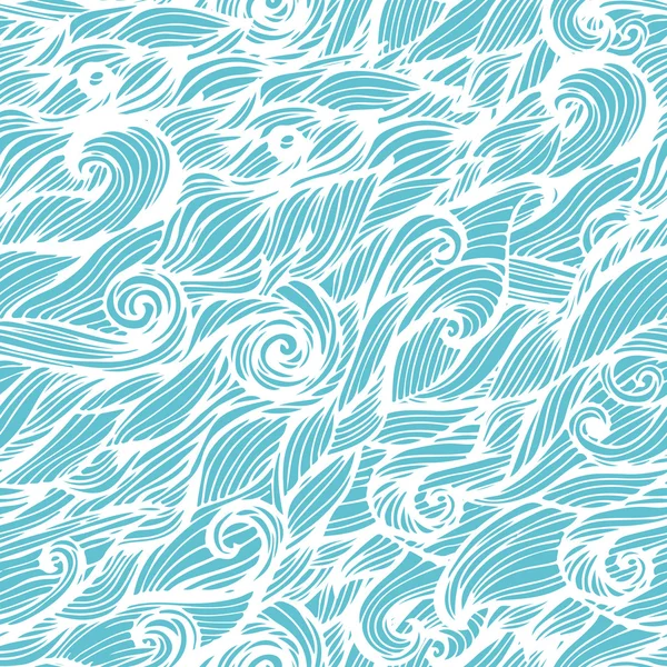 Seamless wave hand-drawn pattern — Stock Vector