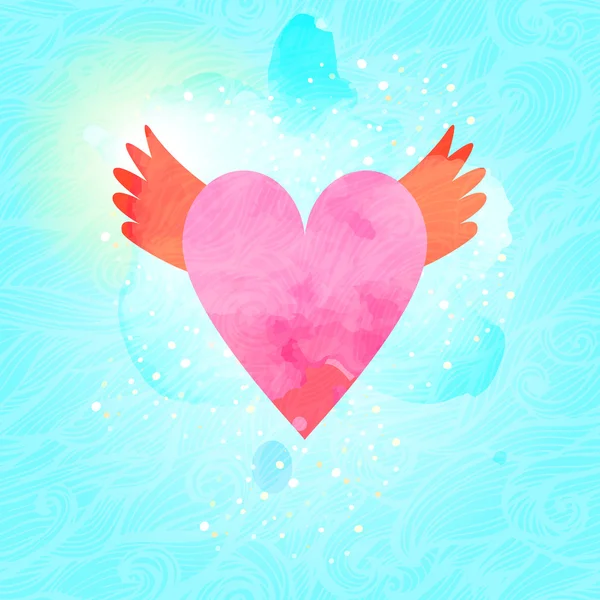 Flying heart with wings — Stock Vector