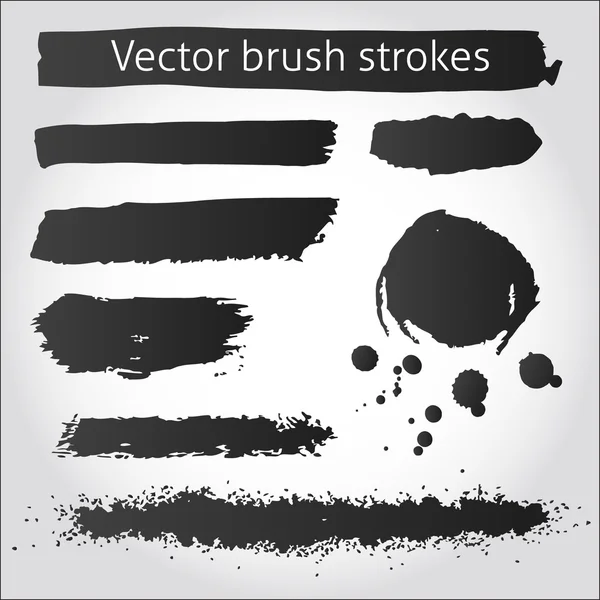 Conjunto de vectores grunge tinta trazos y blot — Vector de stock