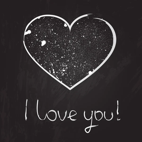 Vektor krita hjärtat illustration på blackboard bakgrunden med hand dras texten jag älskar dig. — Stock vektor