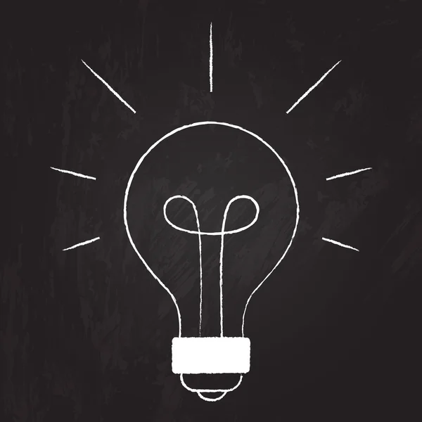 Hand drawn light bulb on the chalkboard. Vector illustration of idea concept. — Stock Vector