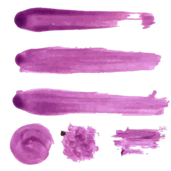 Set of vector purple paint stains. Collection of lipstick and nail polish swatches. — Stock Vector