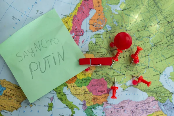 Ukrayna 'daki savaş - Rusya' nın siyasi haritadaki saldırganlık kavramı — Stok fotoğraf