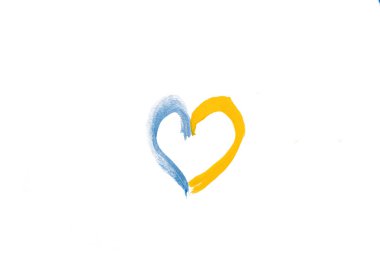 Beyaz arka planda Ukrayna bayrağı çizilmiş. İzole et