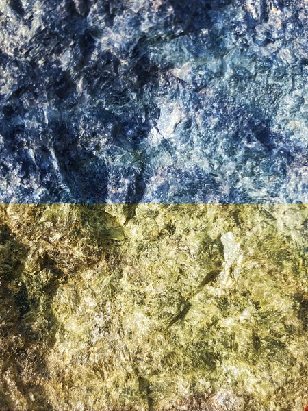 Ukrainian Flag Stone Granite Old Background — ストック写真