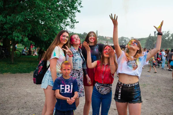 Batalla Los Colores Holi Festival Ucrania Cherkassy Ucrania — Foto de Stock