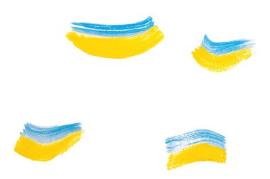 Beyaz arka plana Ukrayna bayrağı çizilmiş. İzole et