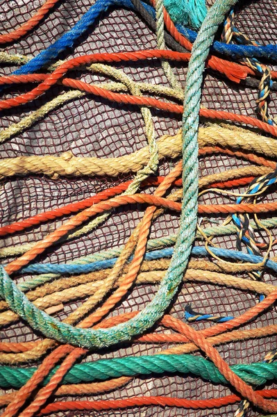 Rybářské provazy a sítě — Stock fotografie