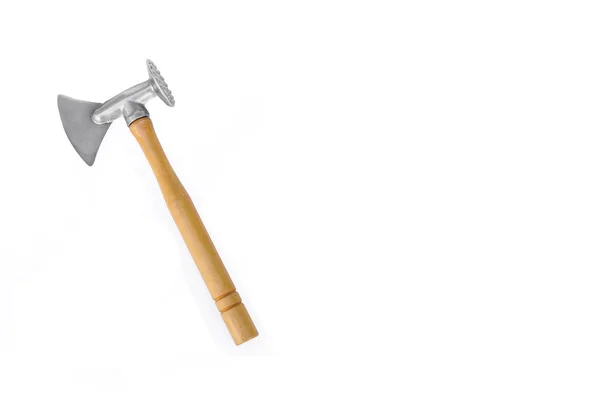 Kitchen Axe Meat Hammer Wooden Handle White Background — Stock Photo, Image