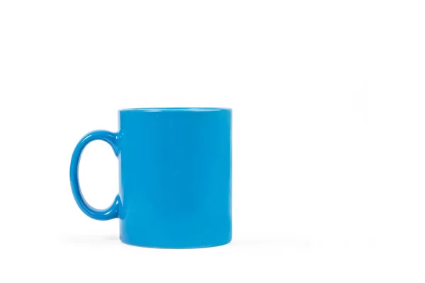 Blue Mug Isolated White Background Copy Space — Stock Photo, Image