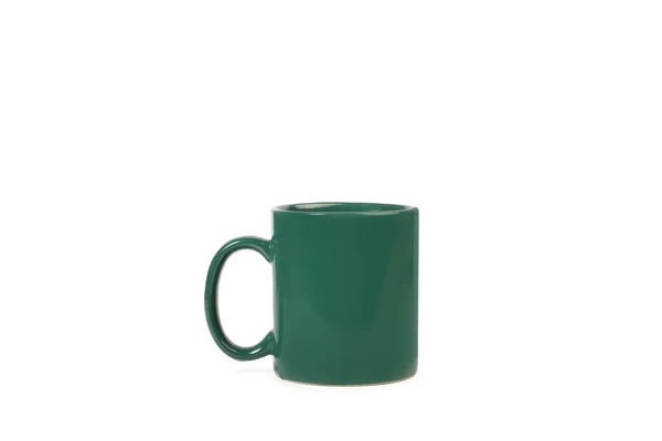 Green Mug Isolated White Background Copy Space — Stock Photo, Image