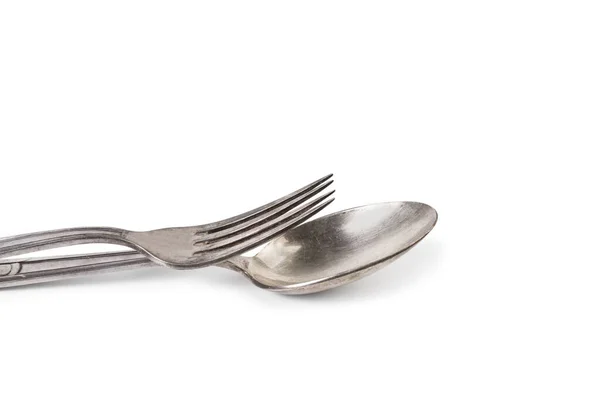 Fork Spoon Awhite Background Copy Space — Fotografia de Stock