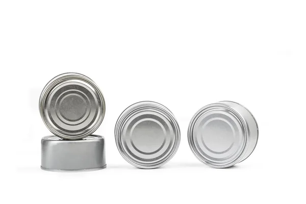Closed Cans Preserves White Background — Fotografia de Stock