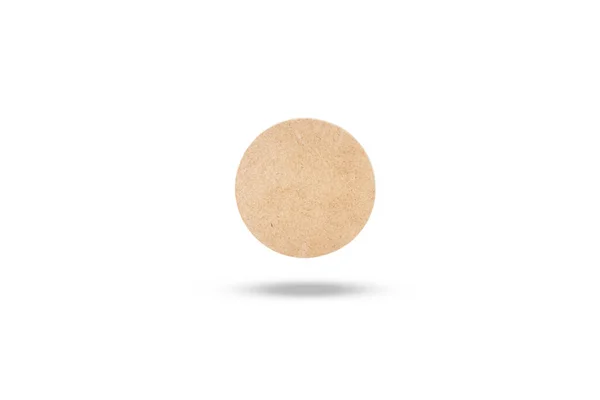 Uma Bola Madeira Flutuando Fundo Branco Com Espaço Cópia — Fotografia de Stock