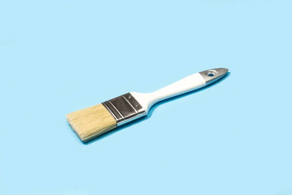 Wooden White Paintbrush Light Blue Background — Stock Photo, Image