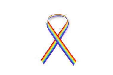 Gökkuşağı kurdelesi kopyalama alanı olan beyaz bir arkaplanda izole edildi