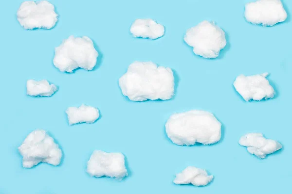 Clouds Shaped Cotton Blue Background Copy Space — Photo