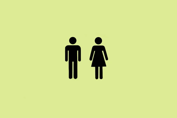 Man Woman Sign Green Background Copy Space — стоковое фото