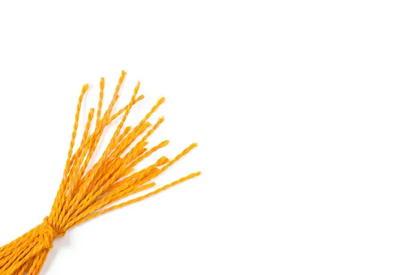 Orangefarbene Kunststoffseile Auf Weißem Hintergrund Mit Kopierraum — Stockfoto