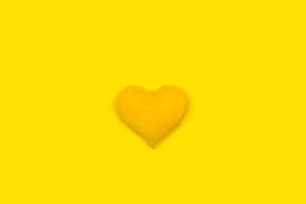 Fabric Yellow Heart Yellow Background Copy Space — Stockfoto