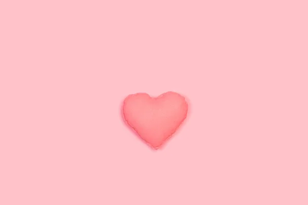 Ткань Розовое Сердце Розовом Фоне Копией Пространства — стоковое фото