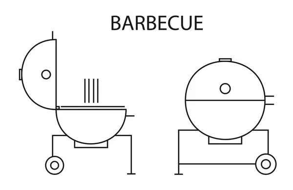 Drawings Open Closed Barbecues White Background — 图库照片
