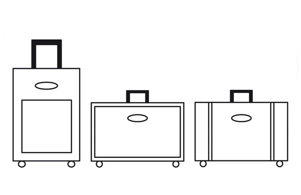 Drawing Suitcases Black Lines White Background — 图库照片