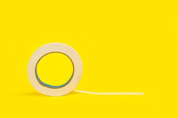 Paper Masking Tape Yellow Background Copy Space — стоковое фото