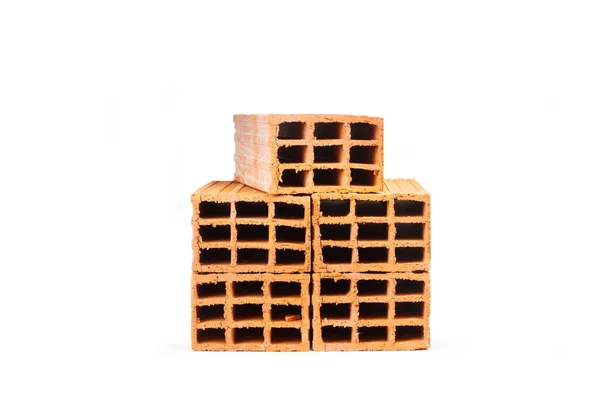 Five Ceramic Bricks White Background Copy Space — Foto de Stock