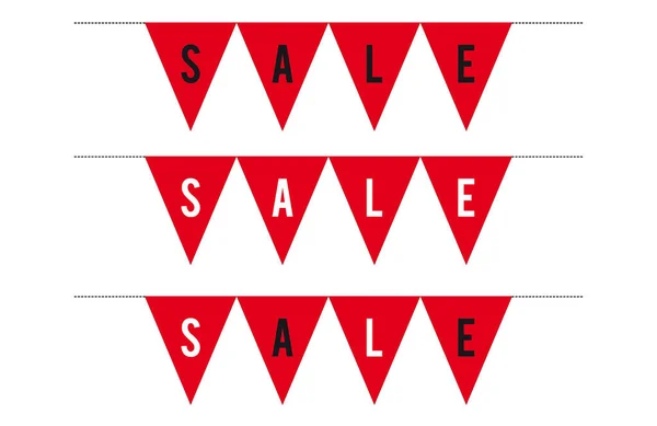 Red Pennant Sale Banner White Background — Stok Foto