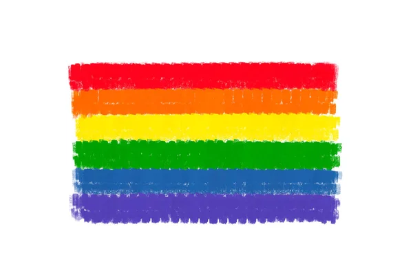 Rainbow Flag Drawn Brush Strokes White Background — ストック写真