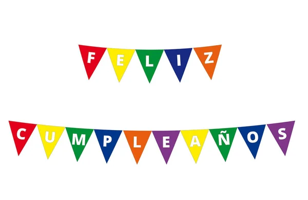 Multicolor Penant Feliz Cumpleanos Banner Fundo Branco Trad Feliz Aniversário — Fotografia de Stock