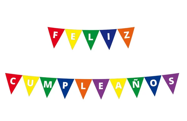 Multicolor Penant Feliz Cumpleanos Banner Sfondo Bianco Trad Buon Compleanno — Foto Stock