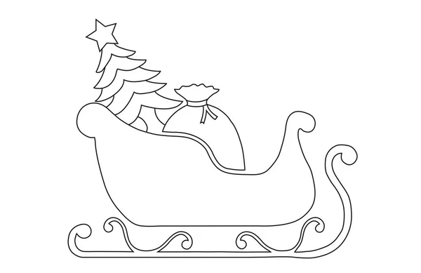 Christmas Tree Bag Gifts Santa Claus Sleigh White Background — Stock Photo, Image