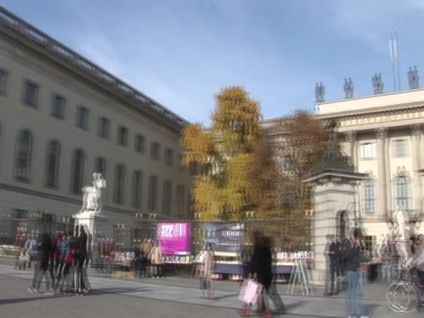 Estatua de Helmholtz frente al edificio principal de la Universidad Humboldt de Berlín — Vídeos de Stock