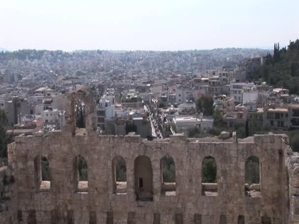 Odeón de Herodes Atticus en la Acrópolis de Atenas, Grecia — Vídeos de Stock