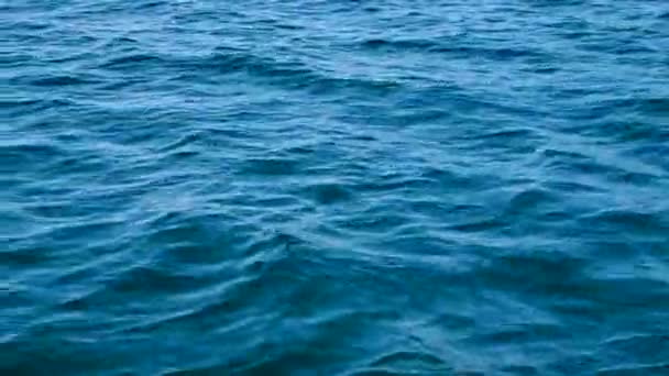 Zeeoppervlak, golven van dichtbij. Bovenaanzicht vanaf het schip — Stockvideo