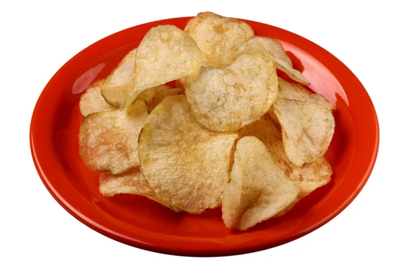 Potato crisps on a plate with clipping path — Stock Photo, Image