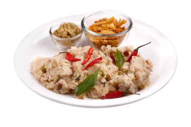 South indian upma with chutney clipart
