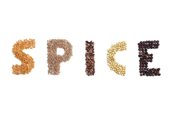Spice word formed using spices — Stock Photo, Image