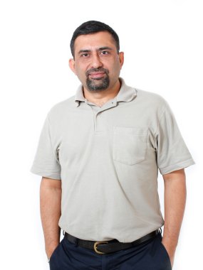 yakın çekim yansıma sağlıklı, serin & mutlu Asya/Hindistan executive w