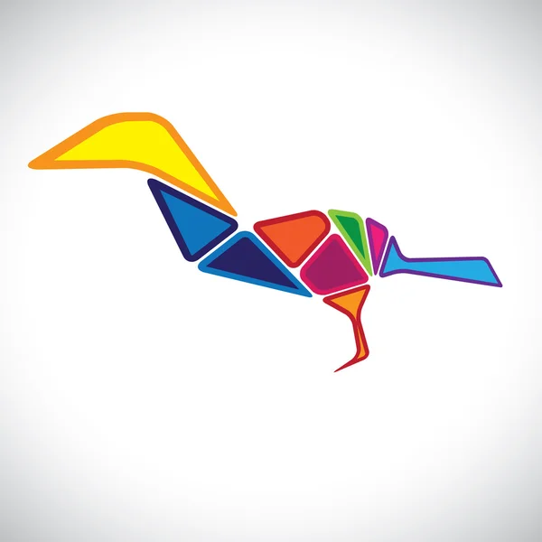 Illustration abstraite d'un oiseau coloré en 3d. La suite graphique — Image vectorielle