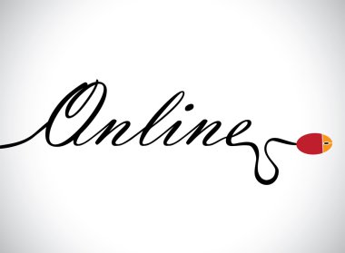 online kelime kullanarak Internet kavramı Illustration. Grafiği